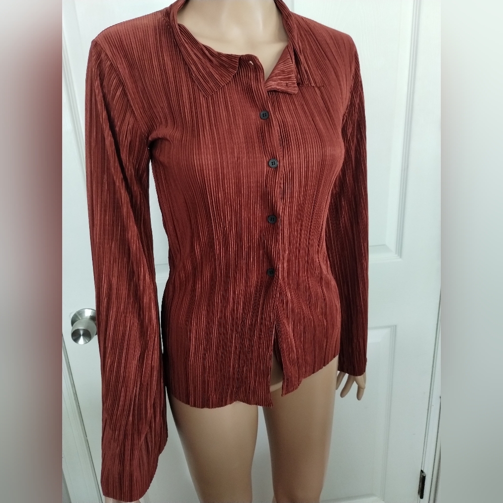 Storets Crinkled Rust Button-Up Top S/M